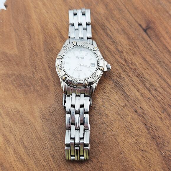 Carvelle By Bulova Silver Tone Date Dial Chronograph Watch Chunky Link Band - Picture 4 of 7